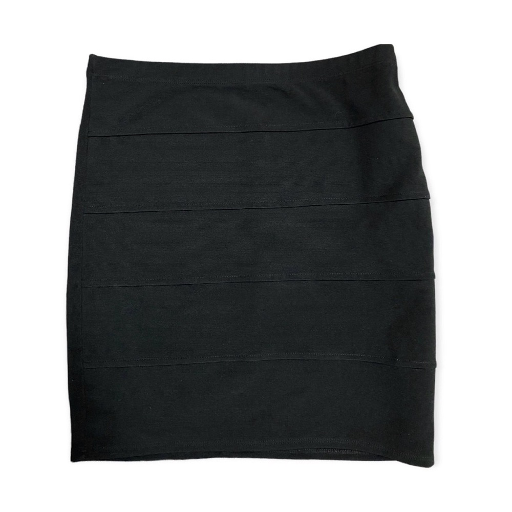 Black Ribbed Mini Pencil Skirt Women’s Medium